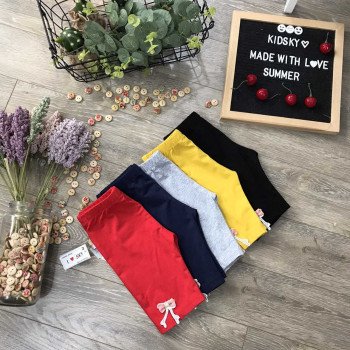 quần legging cotton nơ gấu hè bé gái size 2-8  -LEGN7